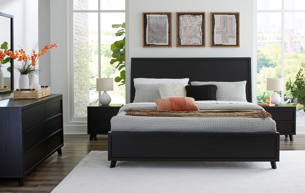 Danziar Black King Panel Headboard Only B101358