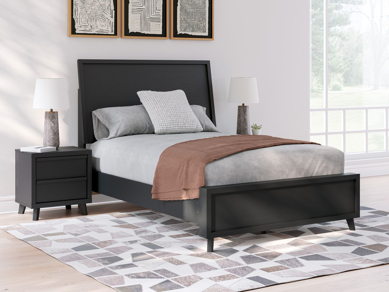 Danziar Full Panel Headboard In Black B101387
