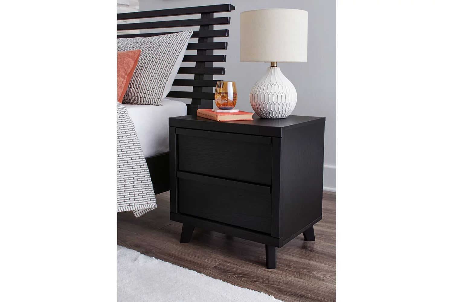 Danziar Black Two Drawer Night Stand B101392