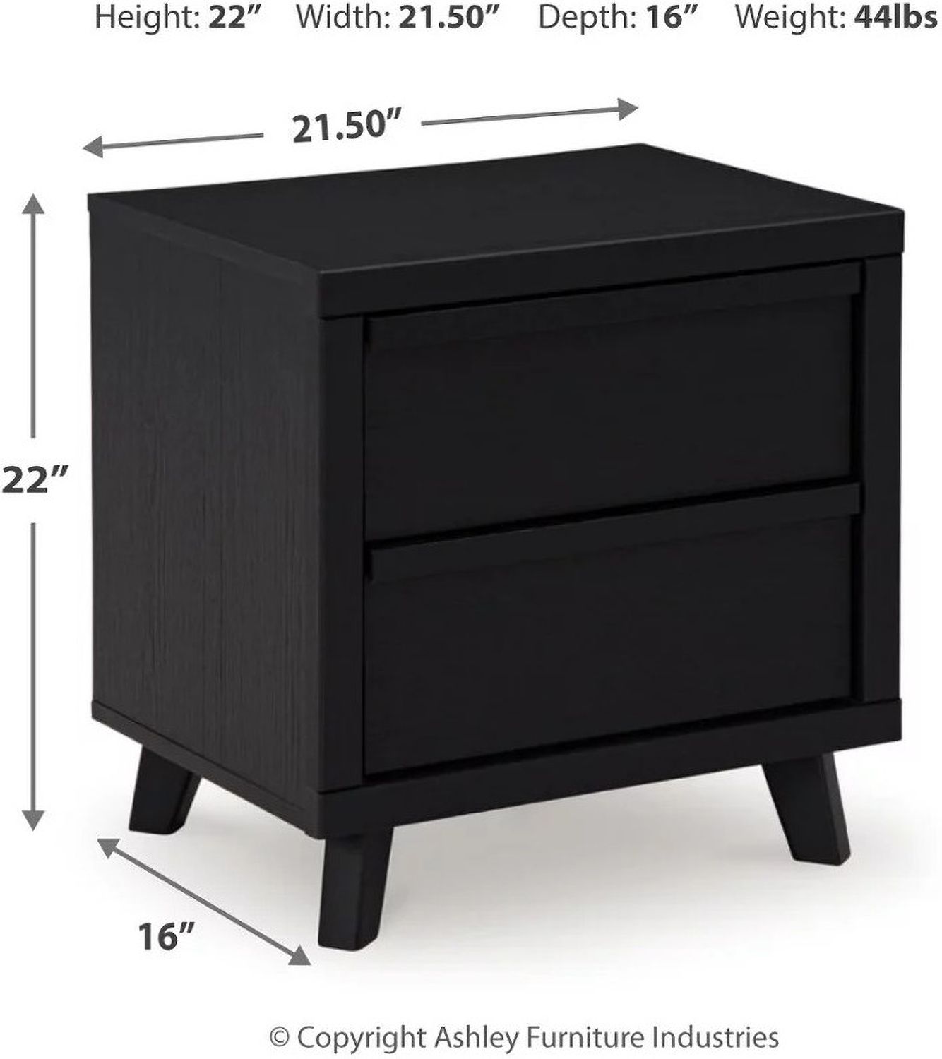 Danziar Black Two Drawer Night Stand B101392