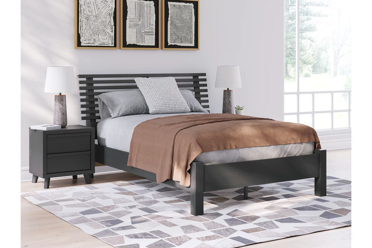 Danziar Full Slat Panel Bed In Black B1013B19