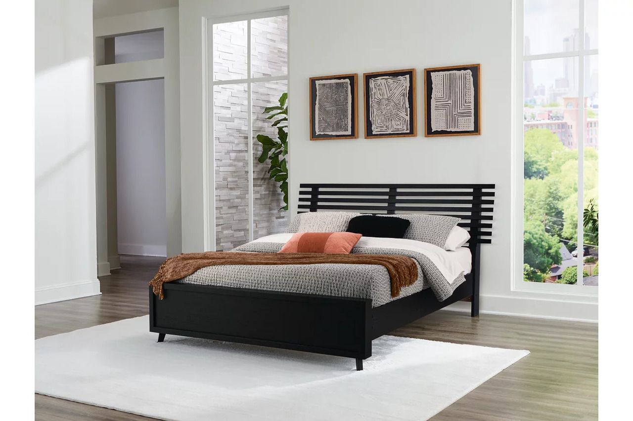 Danziar Full Slat Panel Bed In Black B1013B23