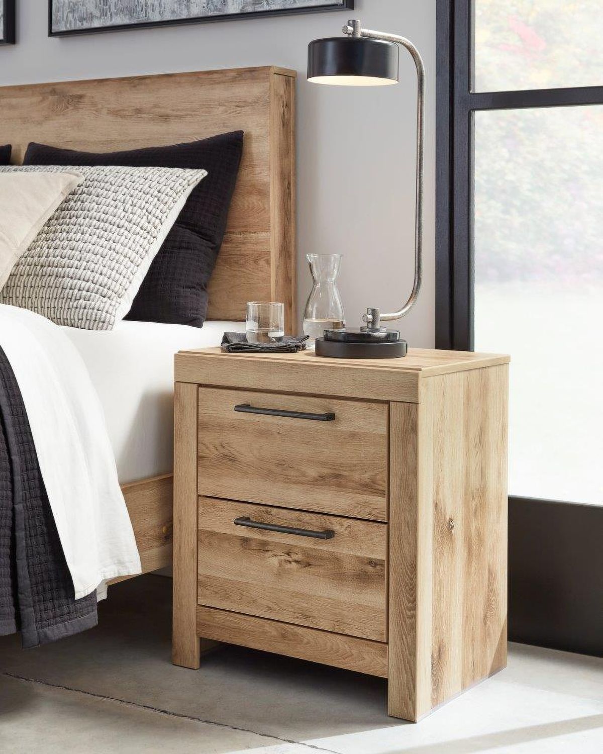 Hyanna Tan Two Drawer Nightstand B105092