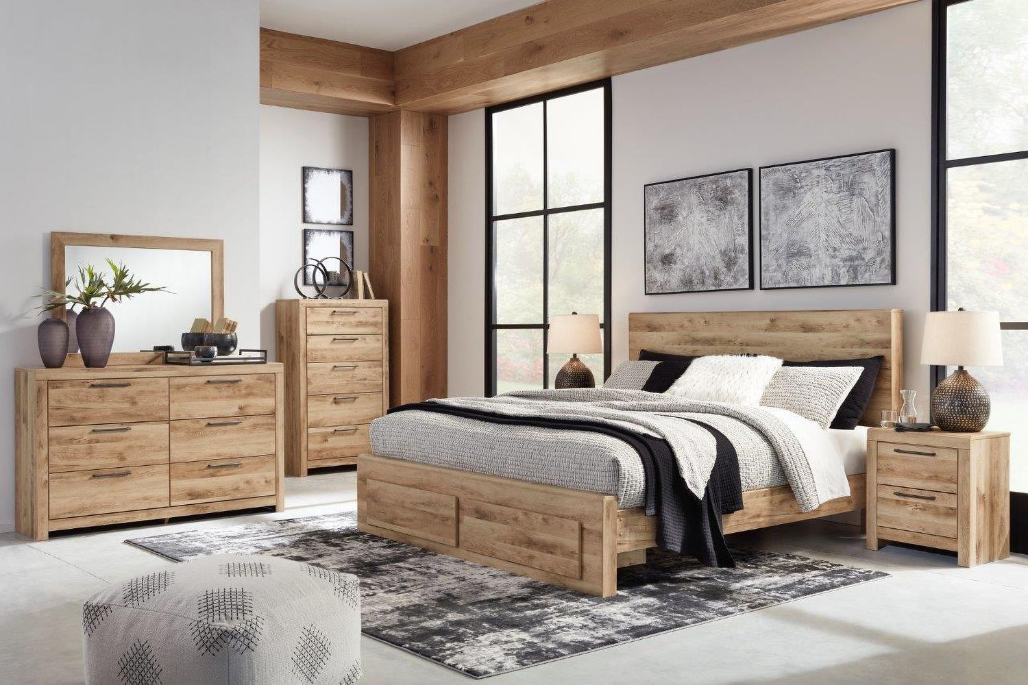 Hyanna Tan King Storage Platform Bed B1050B11
