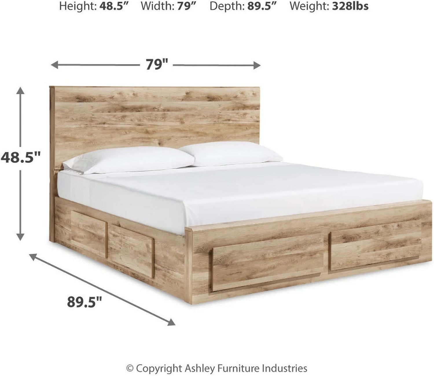Hyanna King Panel Storage Bed with 2 Under Bed Storage Drawer In Tan B1050B13