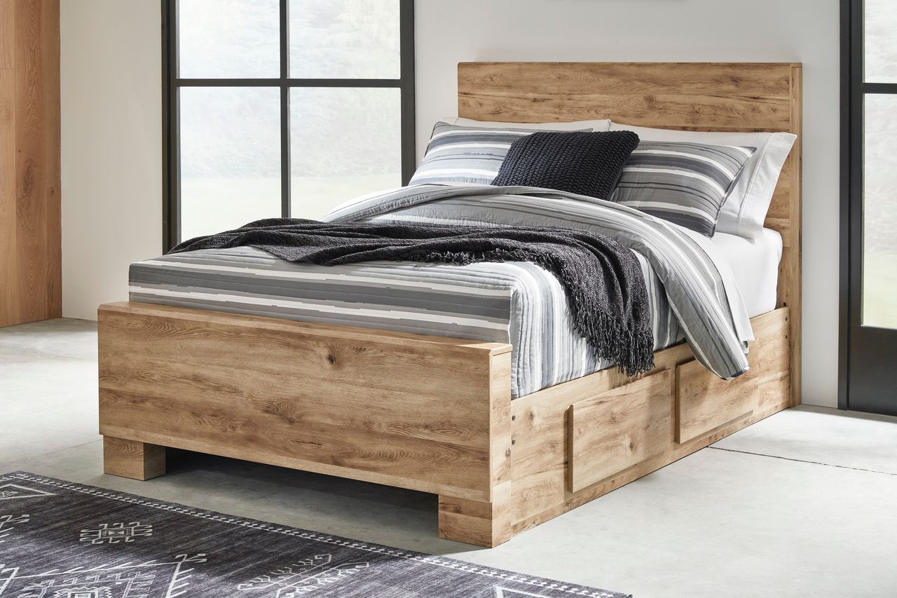 Hyanna Full Panel Bed with 1 Side Storage In Brown B1050B25