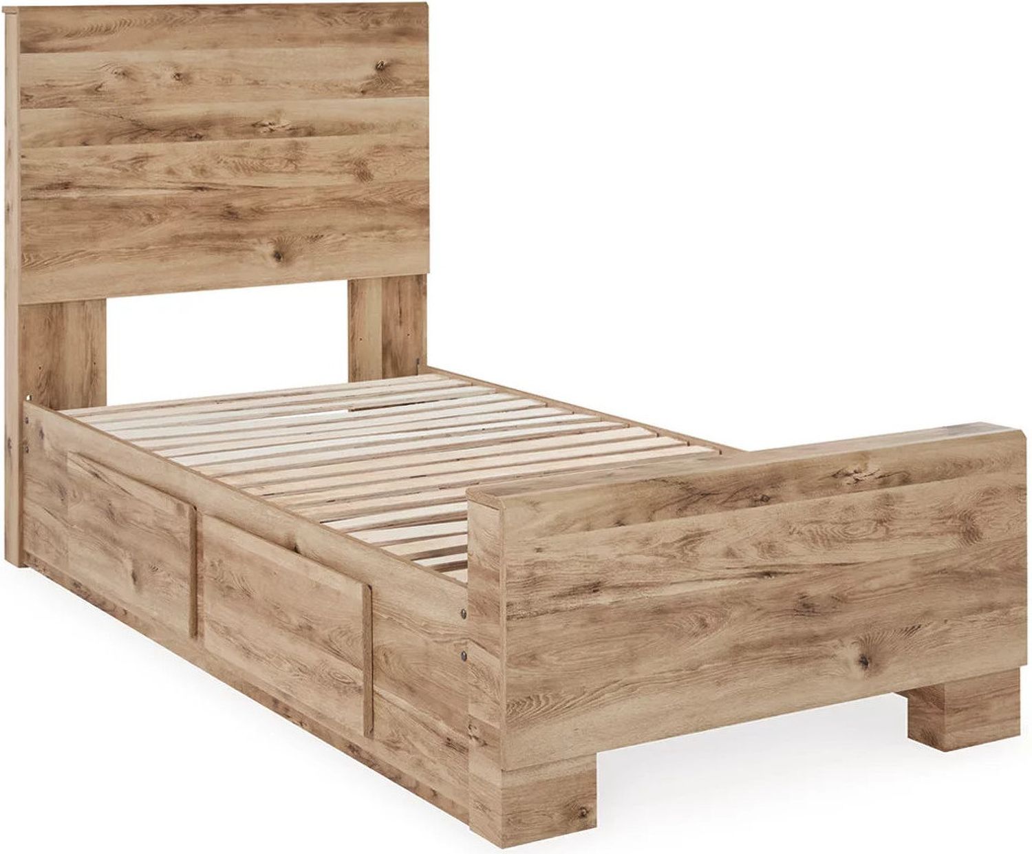 Hyanna Twin Panel Bed with 2 Side Storage In Brown B1050B28