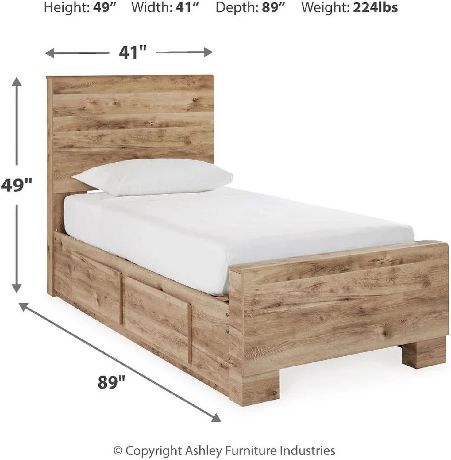 Hyanna Twin Panel Bed with 2 Side Storage In Brown B1050B28