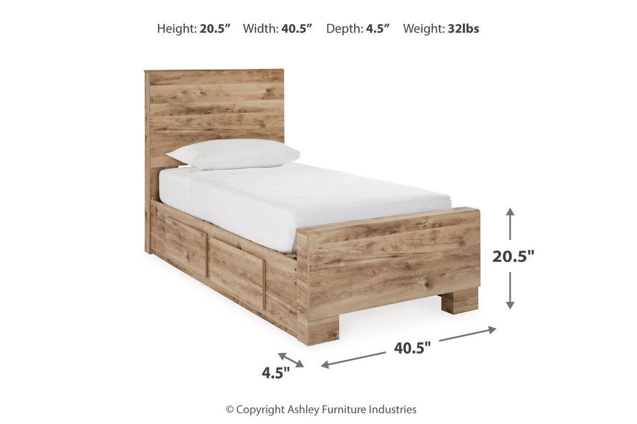 Hyanna Twin Panel Bed with 2 Side Storage In Brown B1050B28