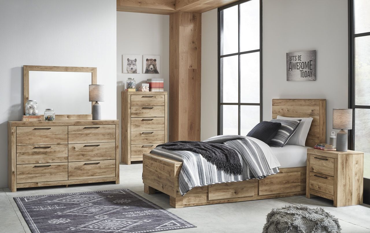 Hyanna Twin Panel Bed with 2 Side Storage In Brown B1050B28