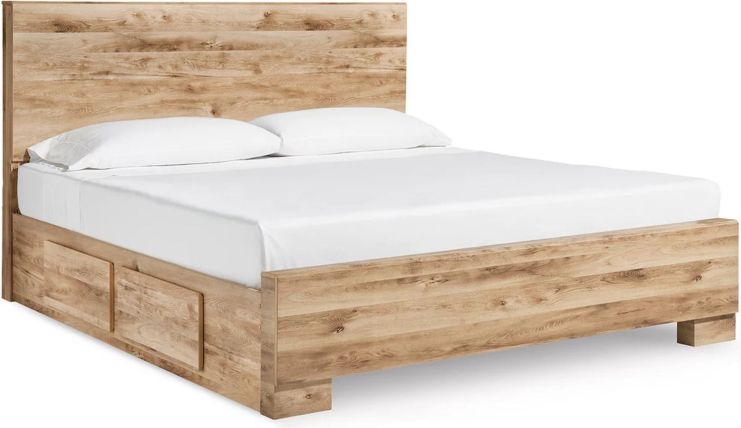 Hyanna King Panel Bed with 2 Side Storage In Tan and Brown B1050B33
