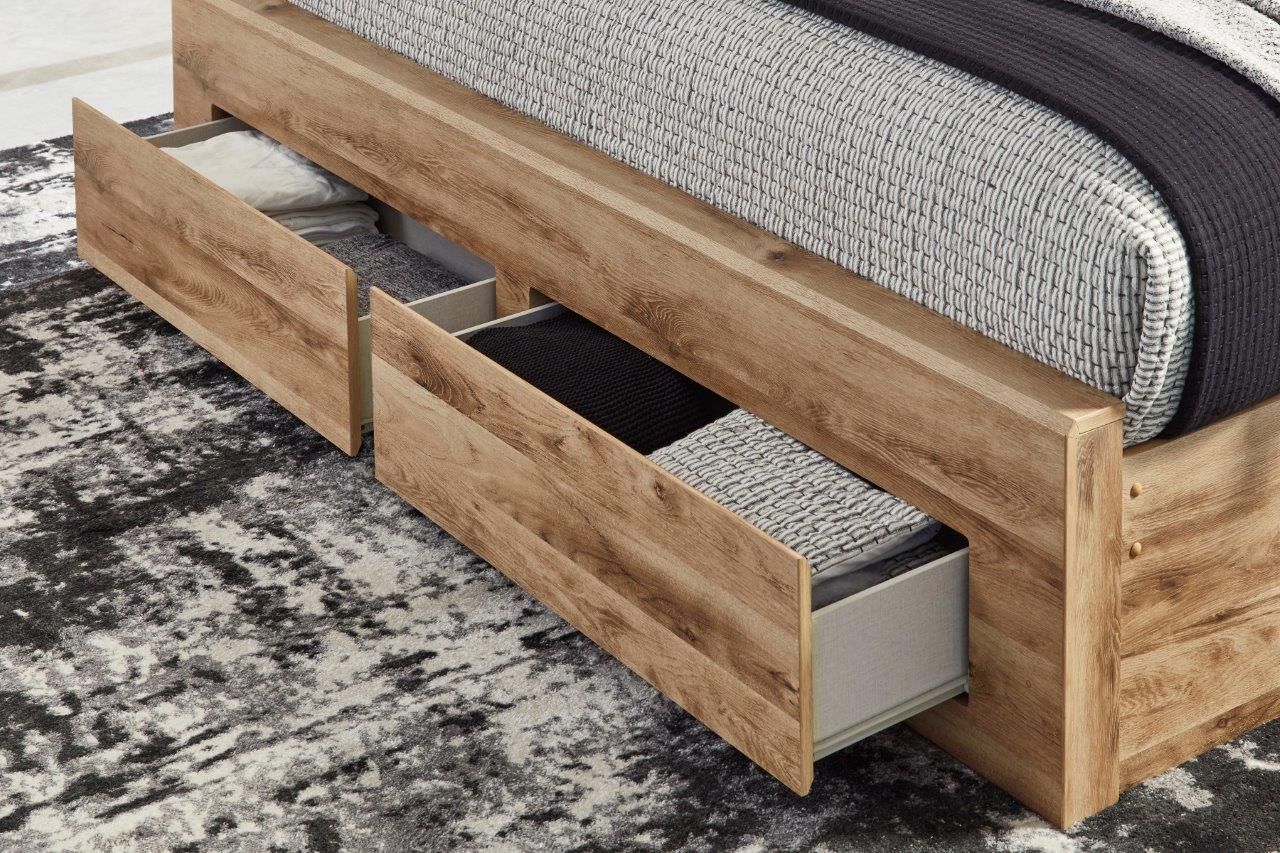 Hyanna Tan Queen Single Side Storage Platform Bed B1050B6