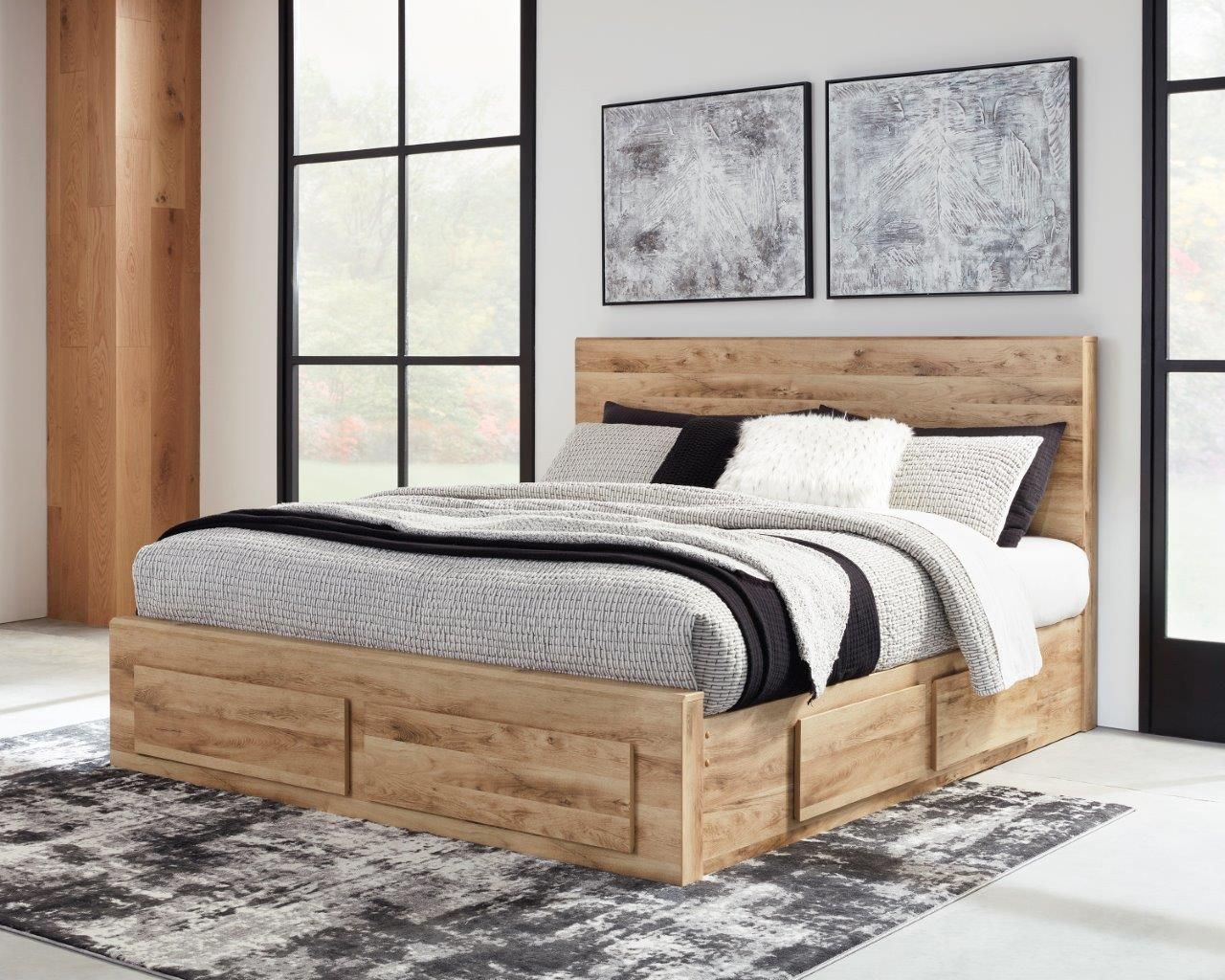 Hyanna Tan Queen Single Side Storage Platform Bed B1050B6