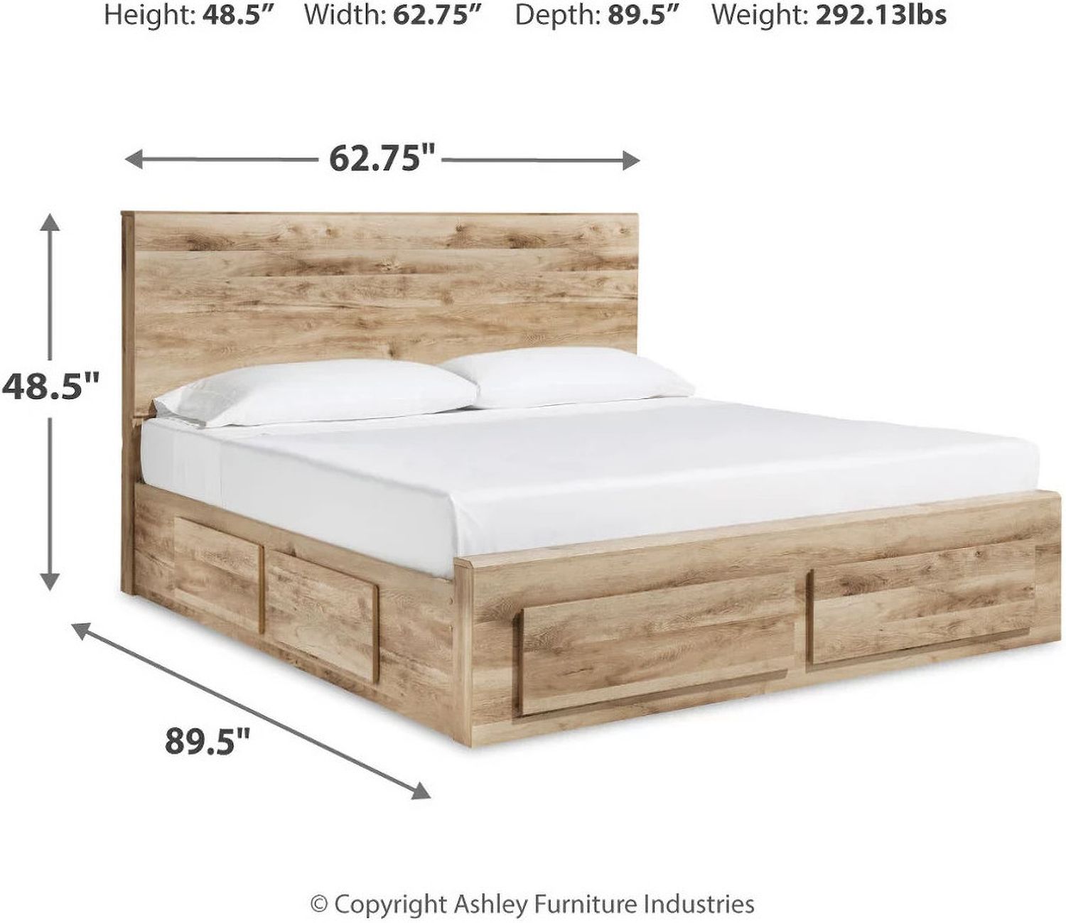 Hyanna Queen Panel Storage Bed with 2 Under Bed Storage Drawer In Tan B1050B8
