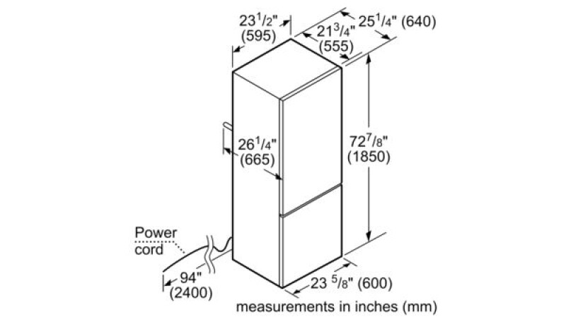 800 Series Free-standing fridge-freezer with freezer at bottom, glass door23.5'' B10CB80NVW