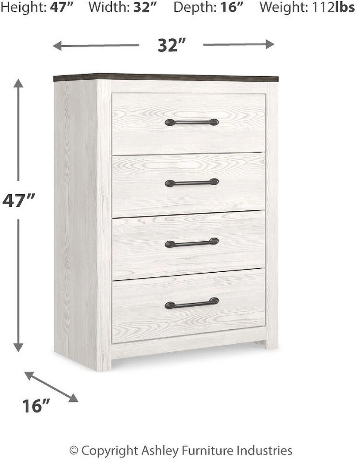 Gerridan White/Gray Four Drawer Chest B119044
