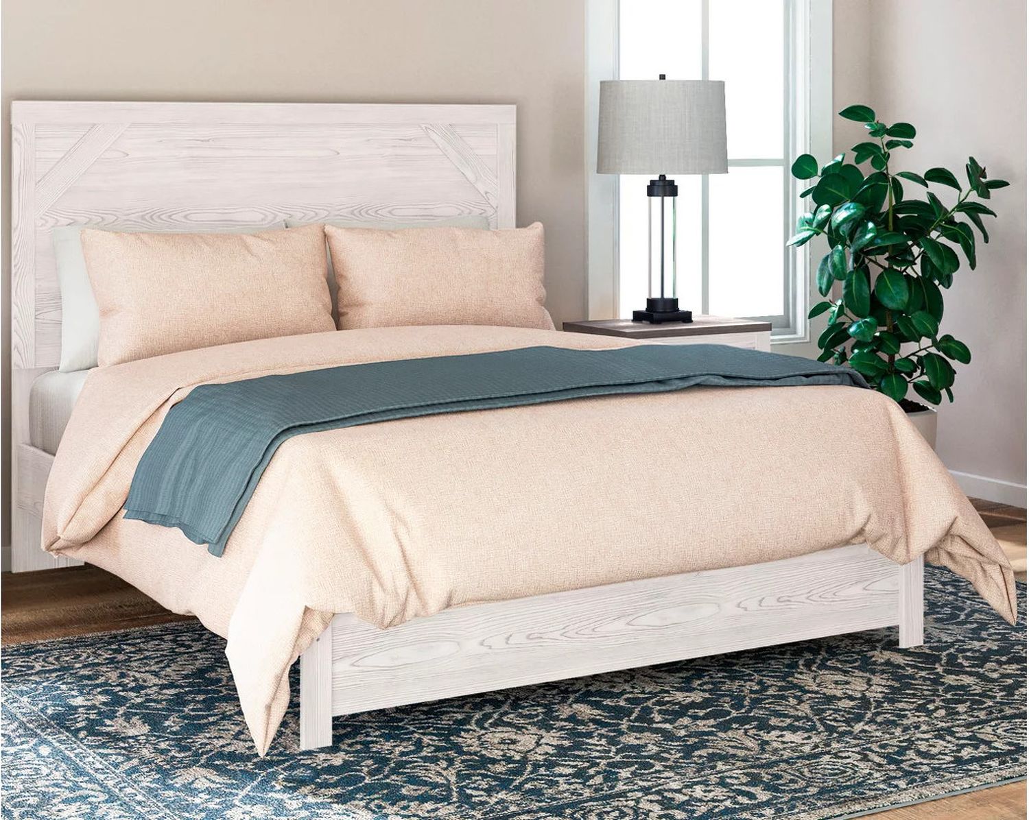 Gerridan White And Gray Queen Panel Bed B1190B2
