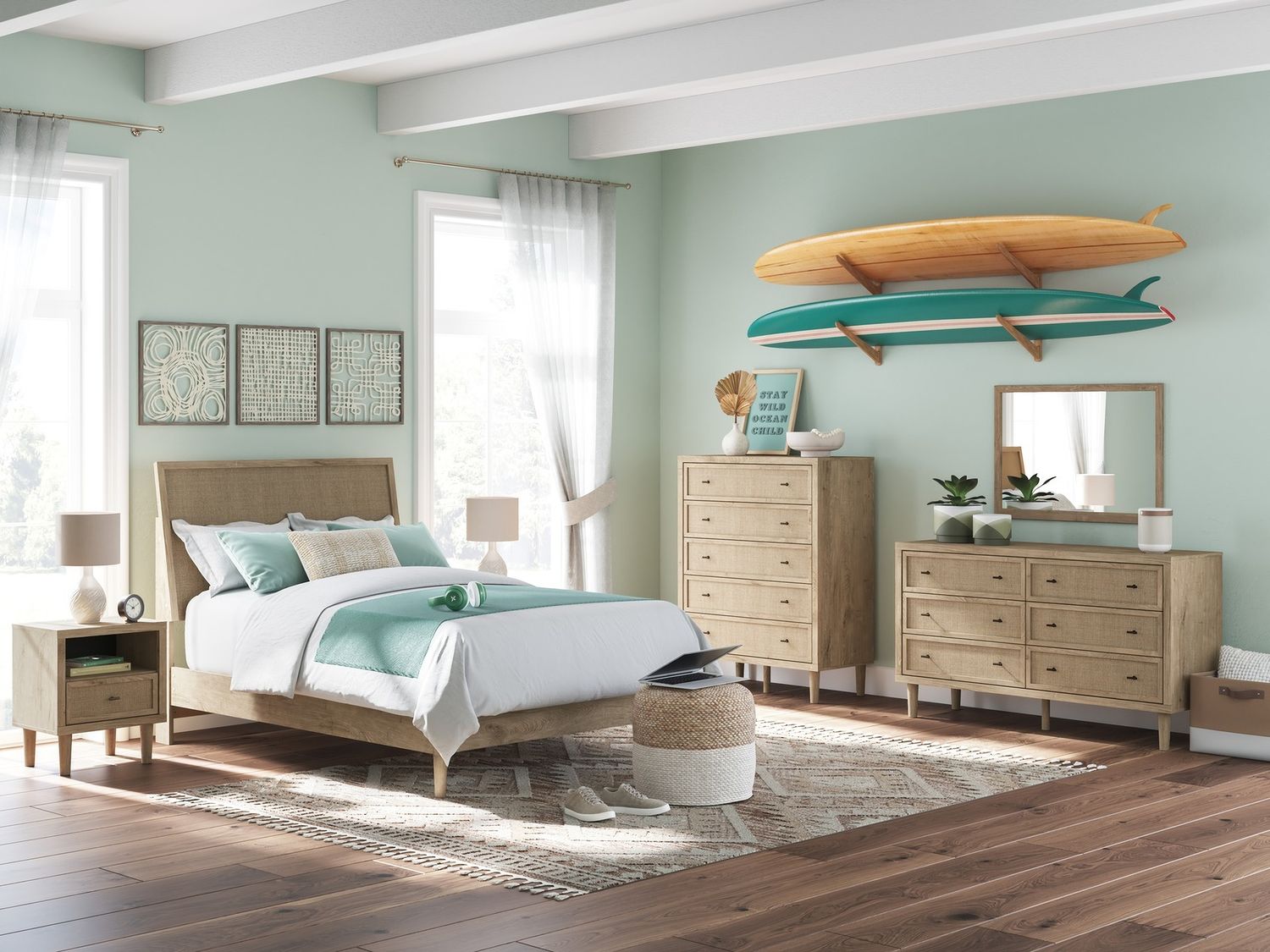 Cielden Bedroom Mirror In Two-tone B119936