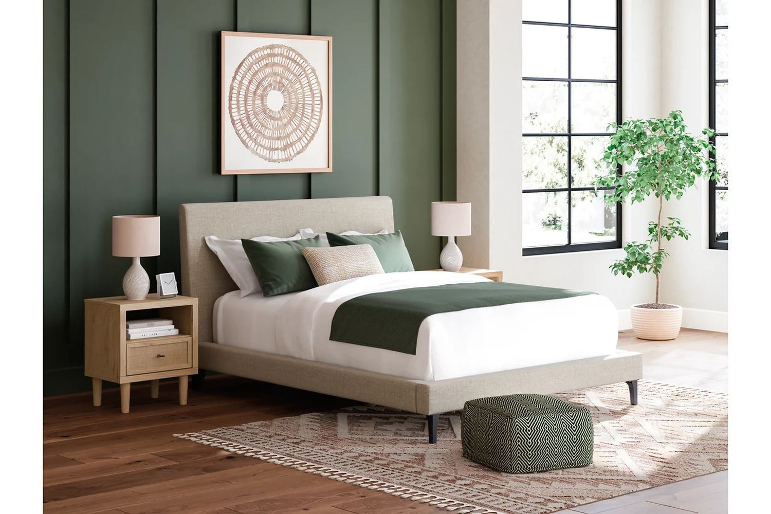 Cielden Queen Upholstered Bed with Roll Slats In Gray B119981