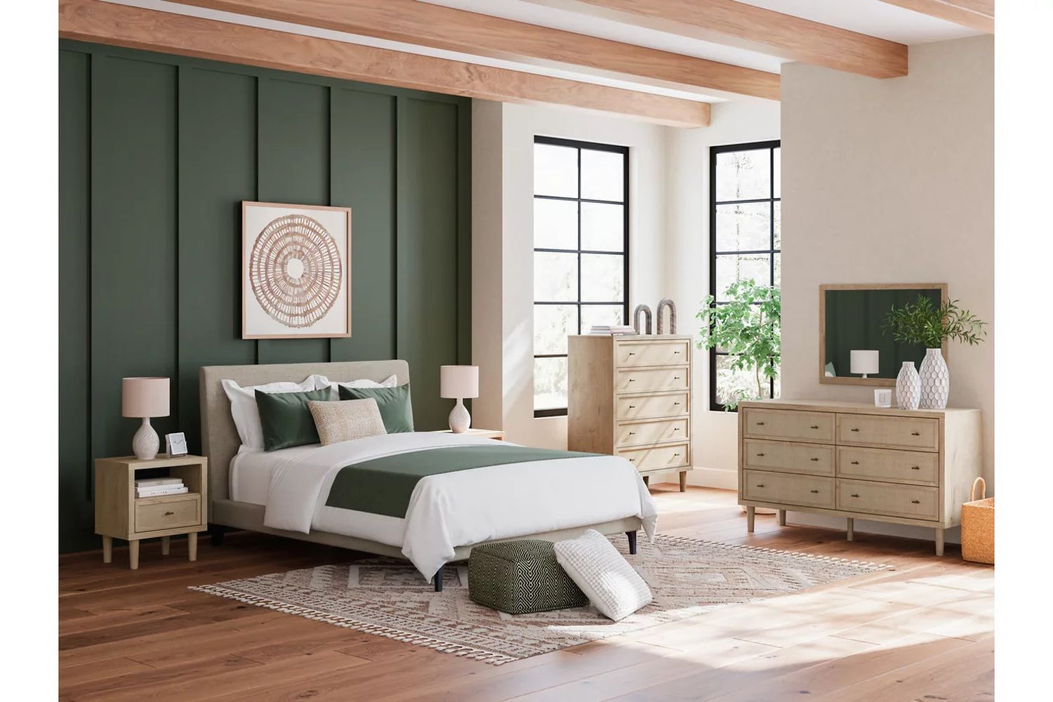 Cielden Queen Upholstered Bed with Roll Slats In Gray B119981