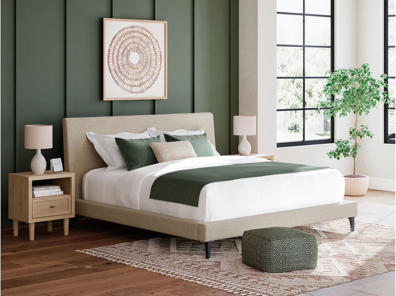 Cielden King Upholstered Bed with Roll Slats In Gray B119982