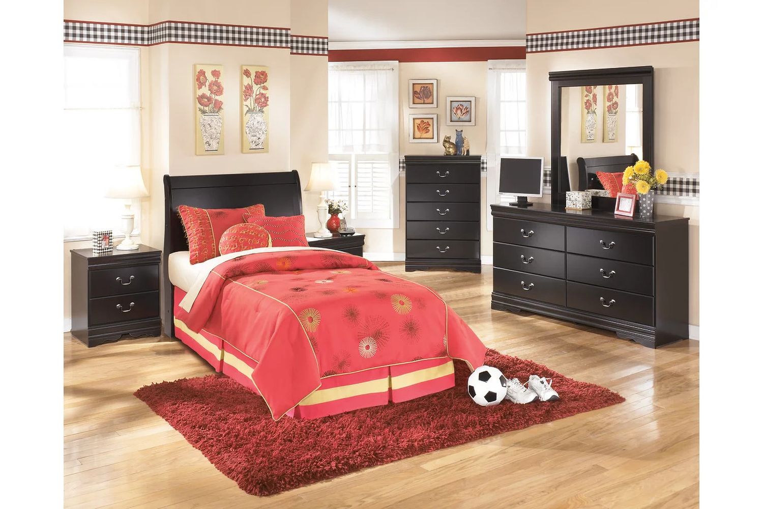 Huey Vineyard Black Twin Sleigh Headboard Only B12863