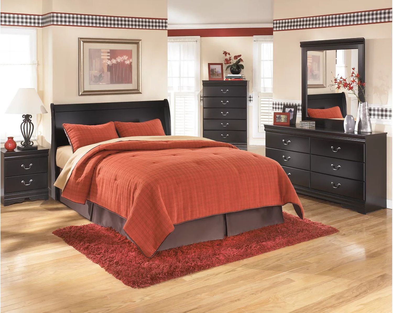 Huey Vineyard Black Queen Sleigh Headboard Only B12877