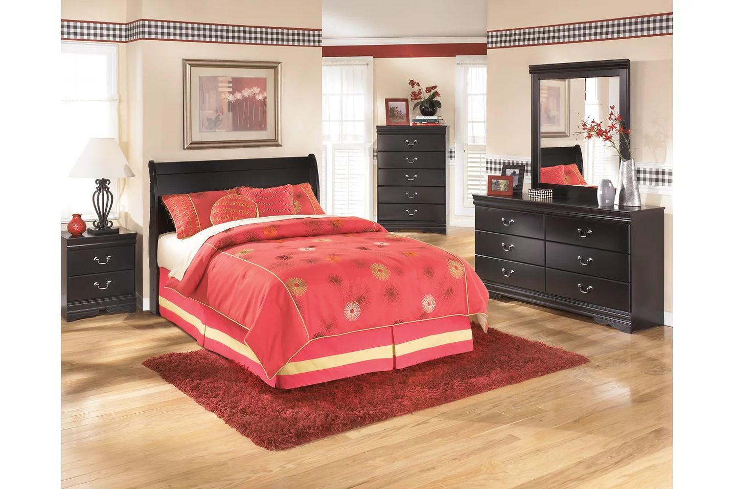 Huey Vineyard Black Full Sleigh Headboard Only B12887
