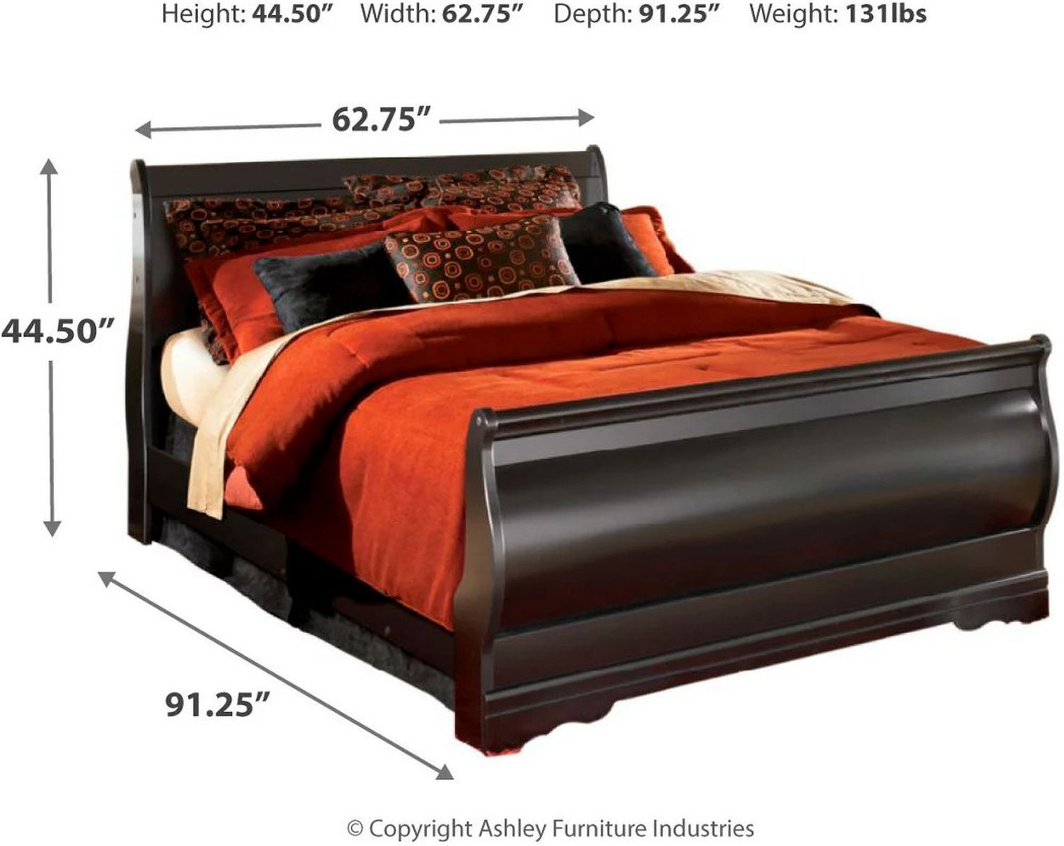 Huey Vineyard Queen Sleigh Bed B128B4