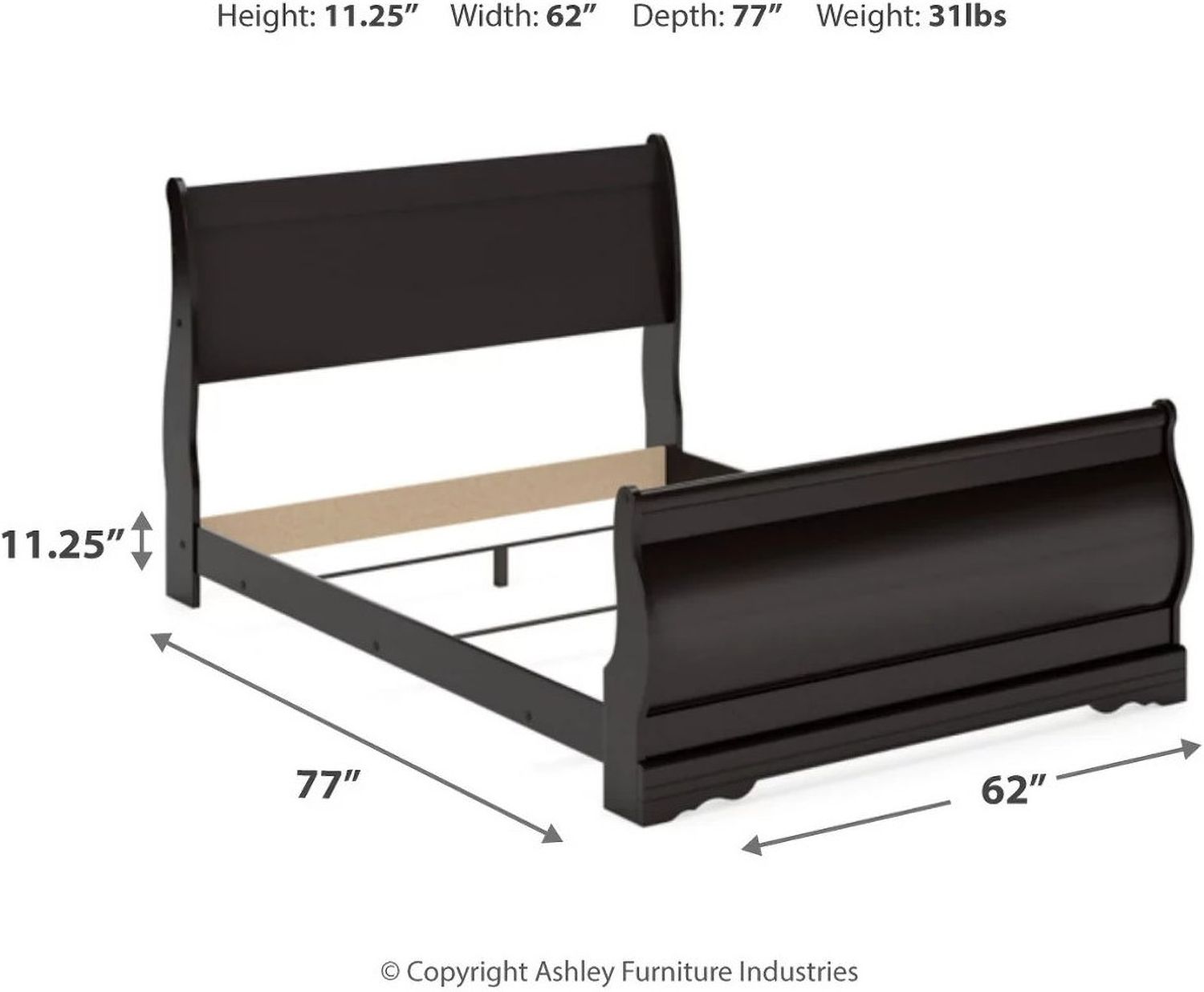Huey Vineyard Queen Sleigh Bed B128B4