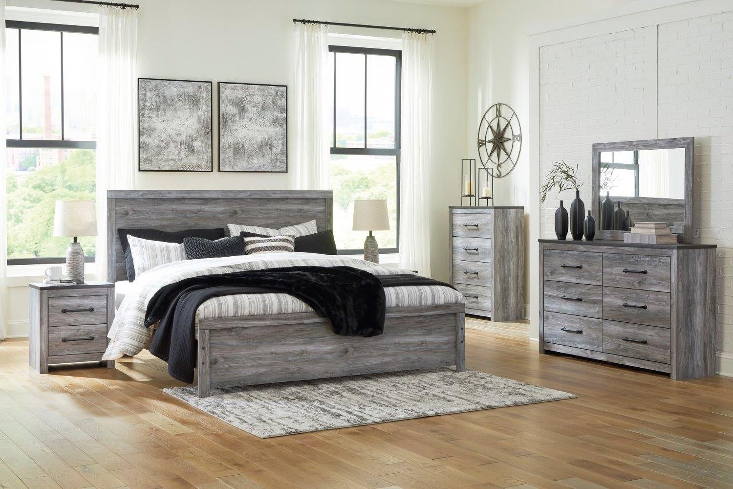 Bronyan Dark Gray King Panel Bed B1290B4