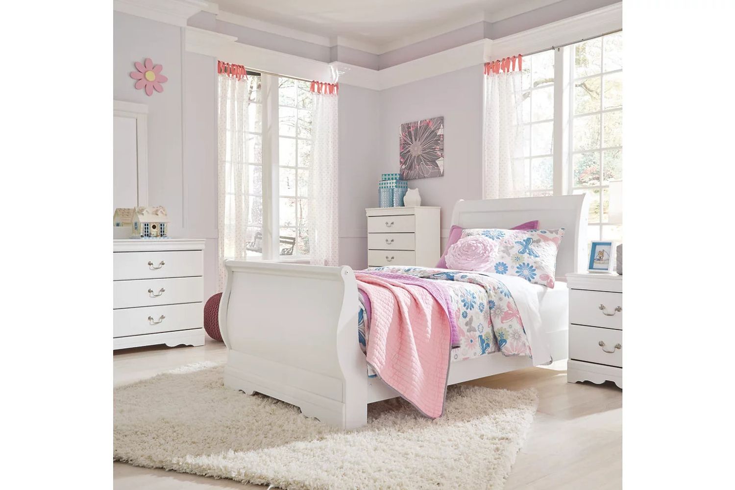 Anarasia White Twin Sleigh Headboard Only B12963