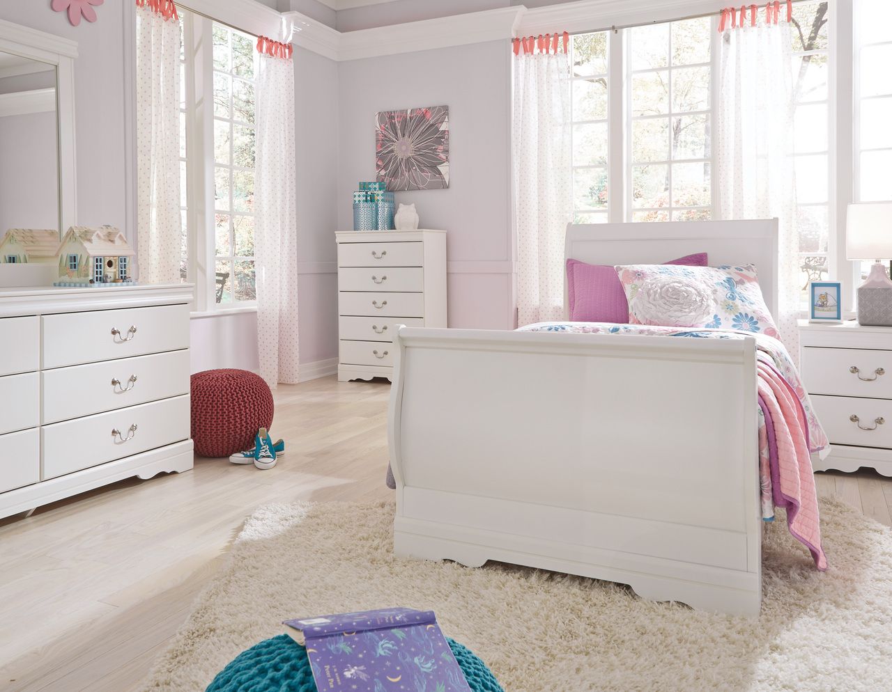 Anarasia White Twin Sleigh Headboard Only B12963