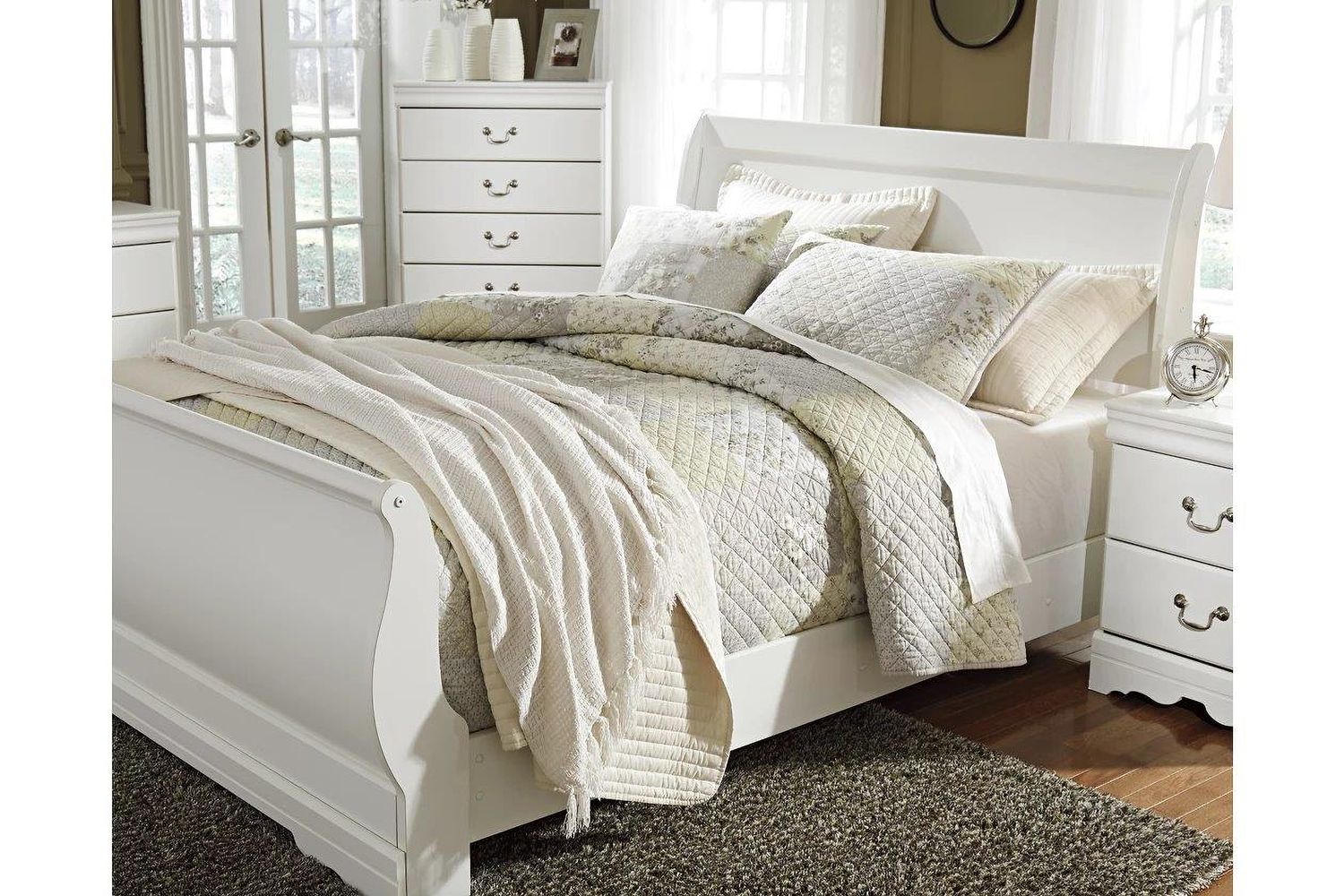 Anarasia Queen Sleigh Headboard In White B12977