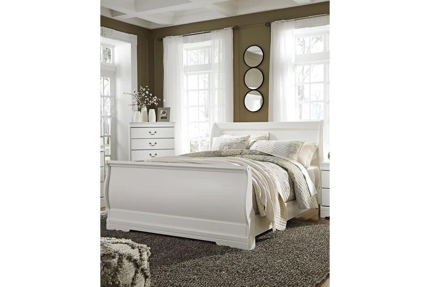 Anarasia Queen Sleigh Headboard In White B12977