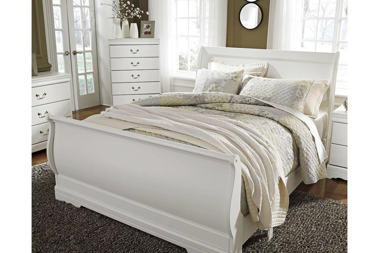 Anarasia Queen Sleigh Headboard In White B12977