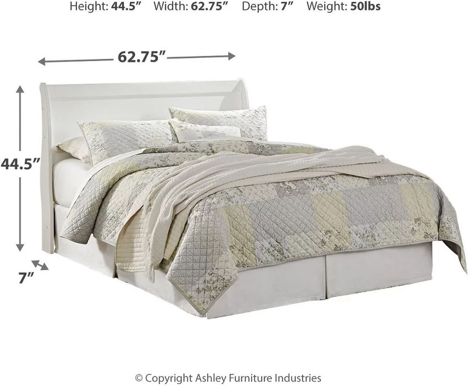 Anarasia Queen Sleigh Headboard In White B12977