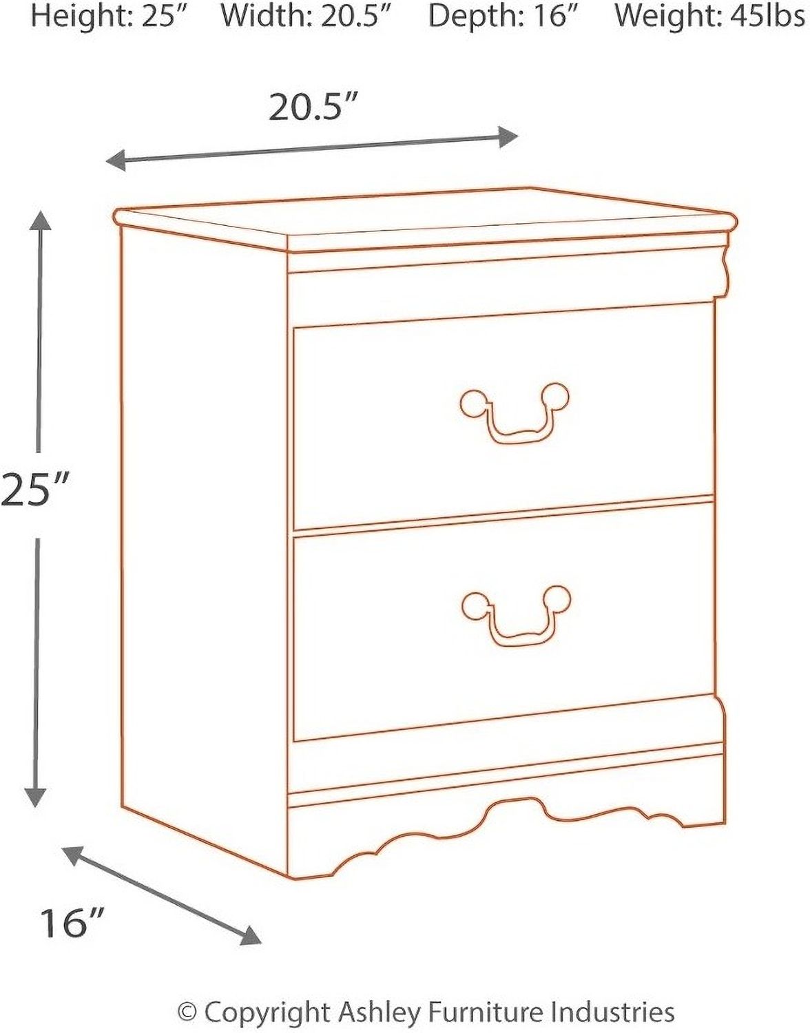 Anarasia White 2 Drawer Night Stand B12992