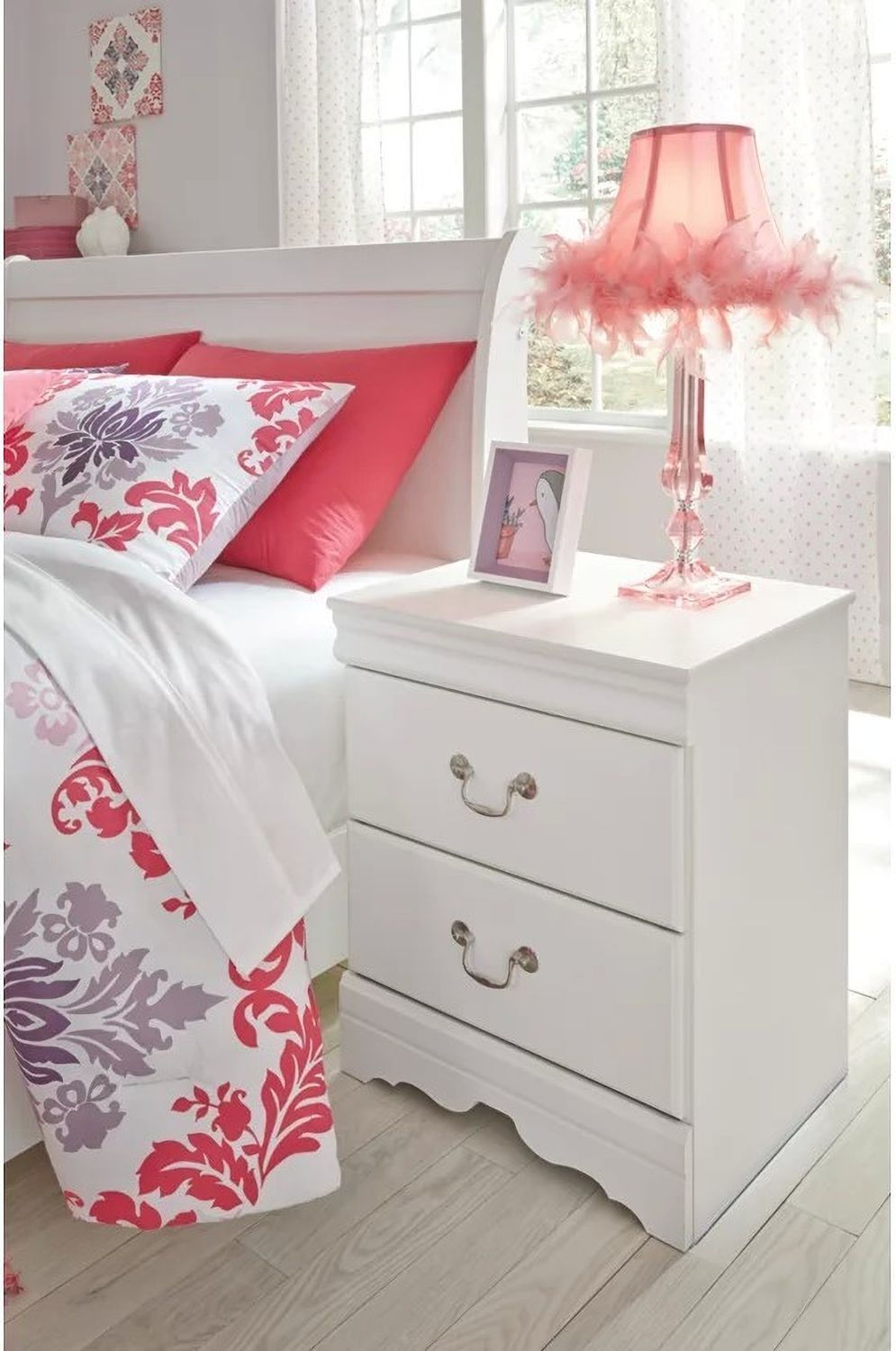 Anarasia White 2 Drawer Night Stand B12992