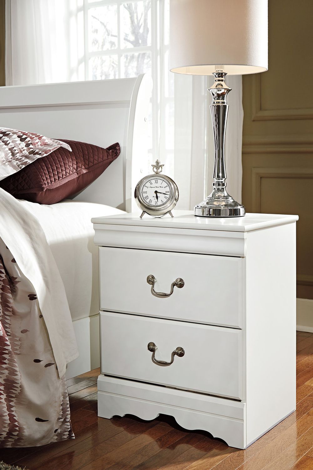 Anarasia White 2 Drawer Night Stand B12992