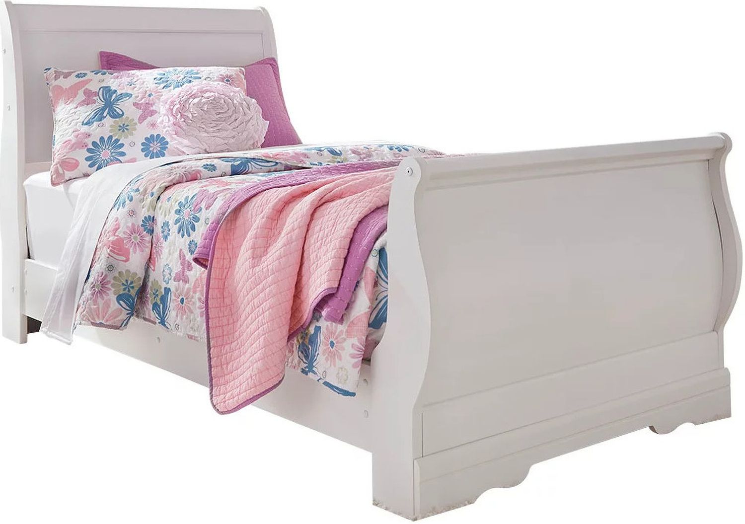 Anarasia White Twin Sleigh Bed B129B1