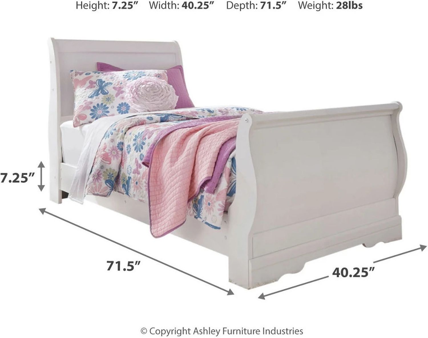 Anarasia White Twin Sleigh Bed B129B1