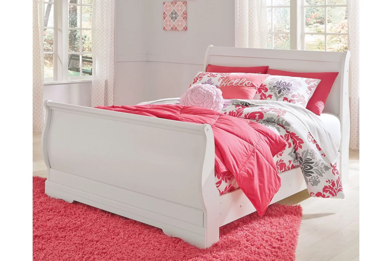 Anarasia White Full Sleigh Bed B129B2