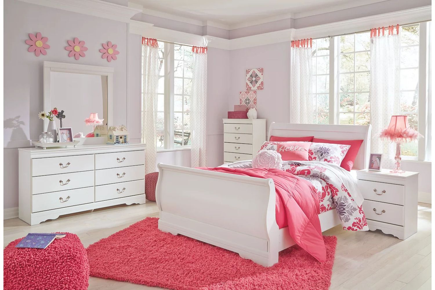 Anarasia White Full Sleigh Bed B129B2