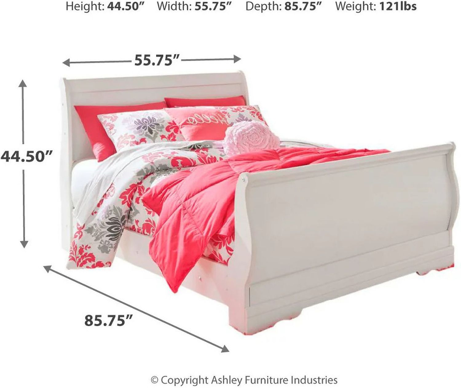 Anarasia White Full Sleigh Bed B129B2