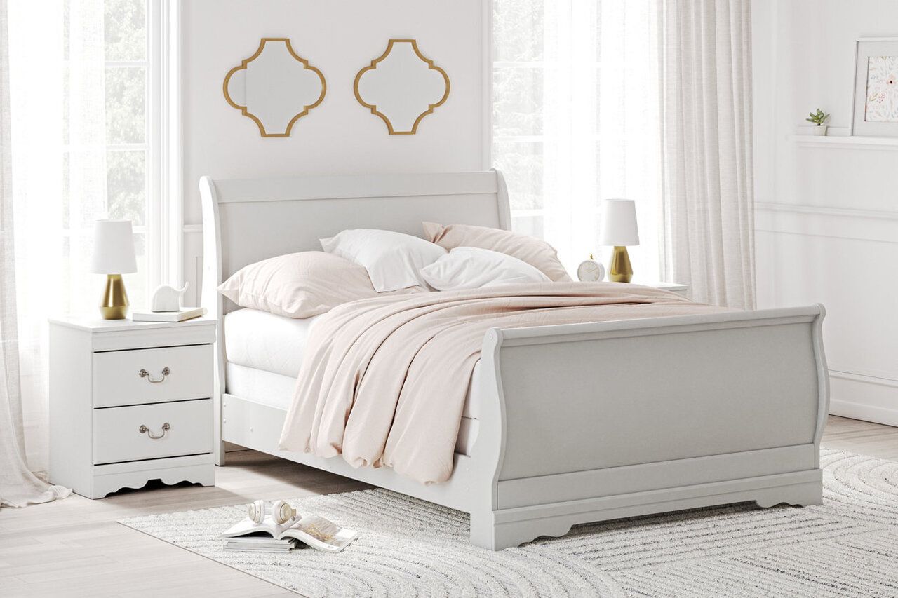 Anarasia White Full Sleigh Bed B129B2