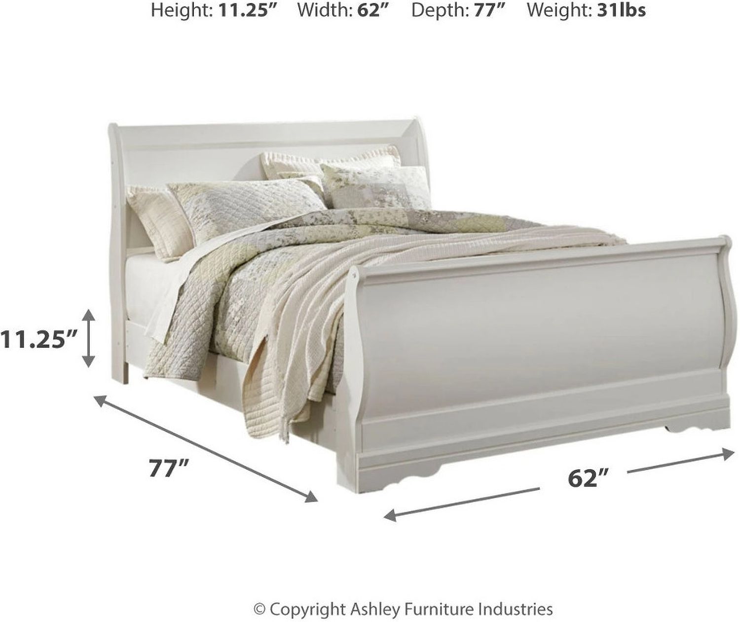 Anarasia White Queen Sleigh Bed B129B4