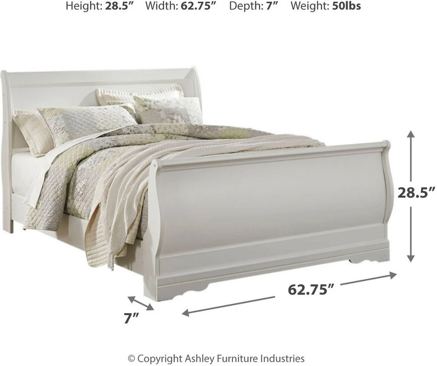 Anarasia White Queen Sleigh Bed B129B4