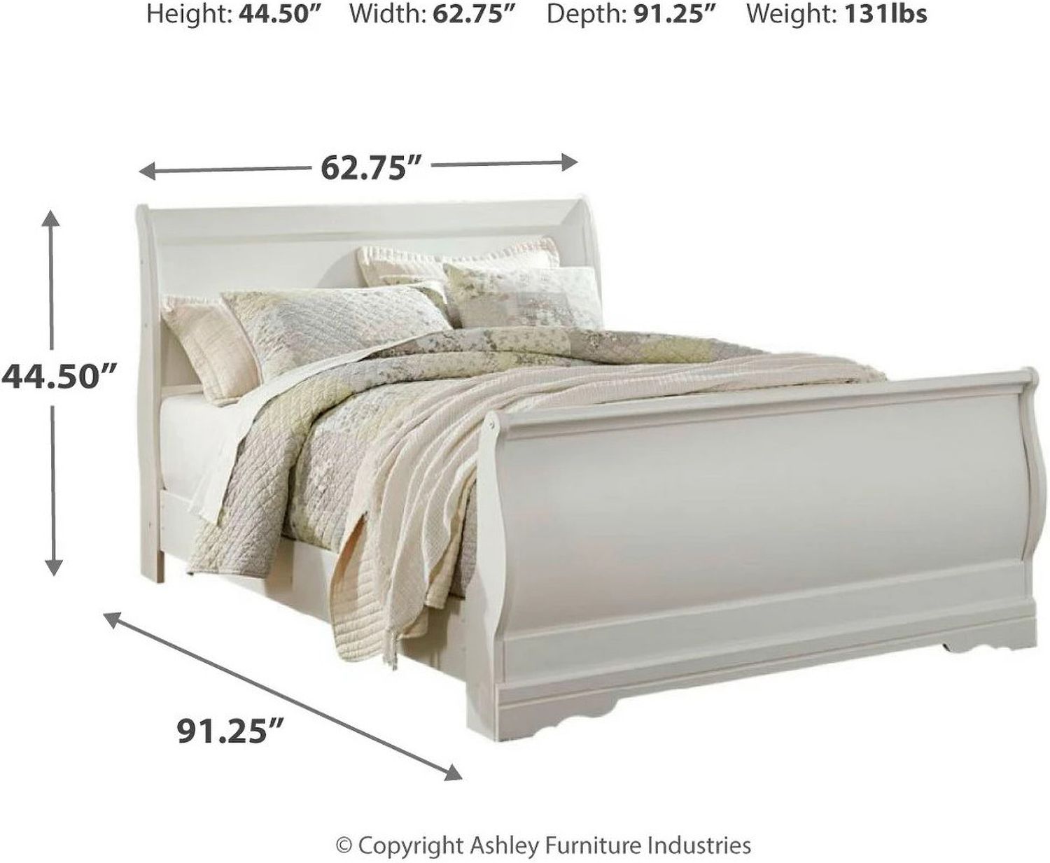 Anarasia White Queen Sleigh Bed B129B4