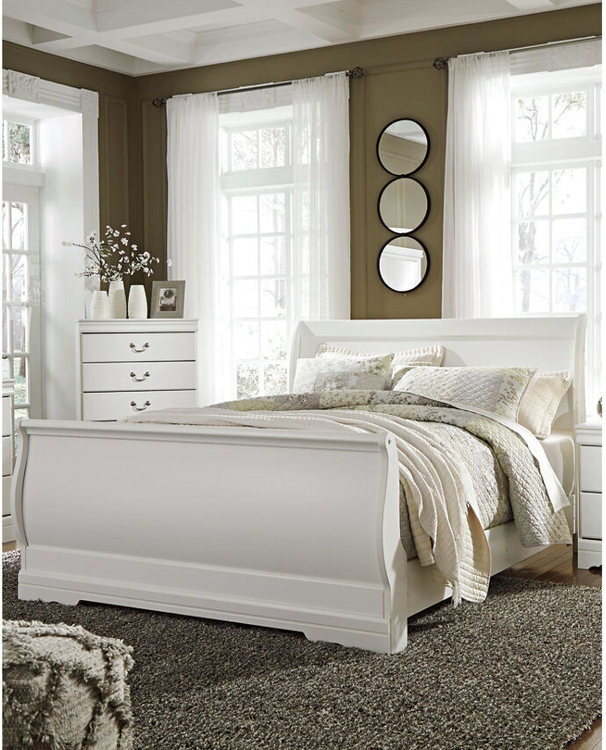 Anarasia White Queen Sleigh Bed B129B4